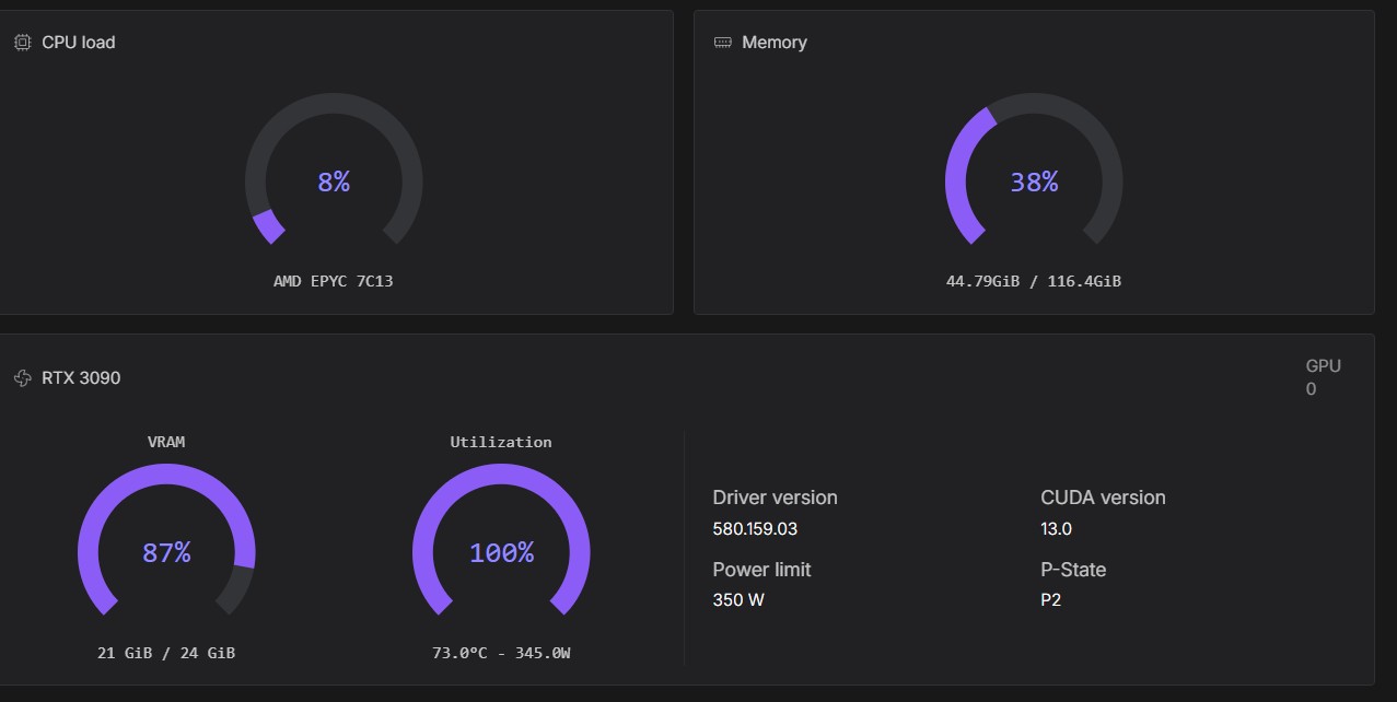 Pod running on RTX 3090