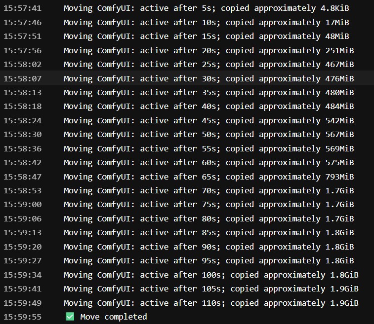 Acceptable ComfyUI workspace copy performance
